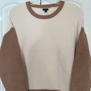 Express Cream and Brown Knit Top